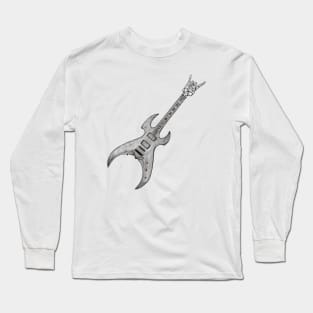 Guitar Shaped Rock on hand sign Long Sleeve T-Shirt
